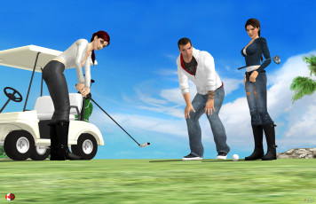 Картинка 3д+графика спорт+ sport девушки взгляд фон игра гольф