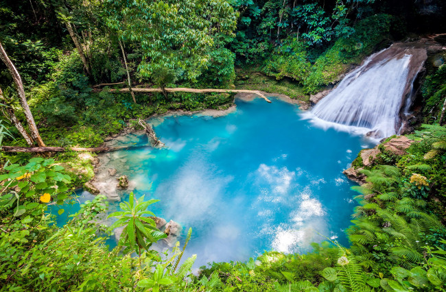 Обои картинки фото the blue hole in ocho rios,  jamaica, природа, водопады, the, blue, hole, in, ocho, rios, jamaica