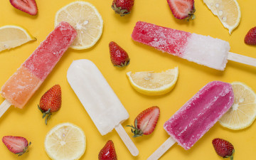 Картинка еда мороженое +десерты ягоды клубника лимон