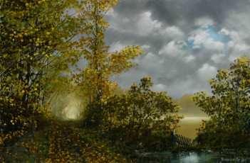 Картинка october рисованные liam rainsford осень пейзаж