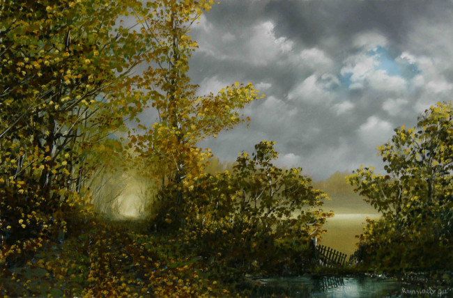 Обои картинки фото october, рисованные, liam, rainsford, осень, пейзаж