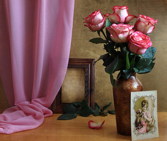 Обои картинки фото цветы, розы, букет, фото, винтаж
