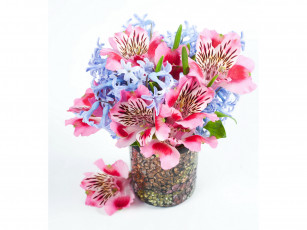Картинка цветы букеты +композиции гиацинты альстромерии букет ваза
