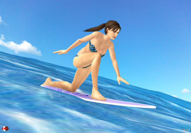 Обои картинки фото 3д графика, спорт , sport, девушки, серфинг, море, фон, волны, взгляд