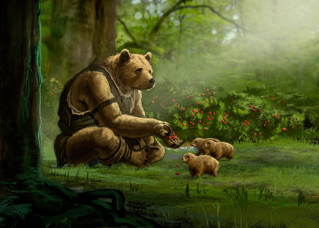 Обои картинки фото рисованное, животные, медведь