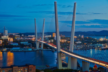Картинка владивосток города -+мосты город огни ночь мост