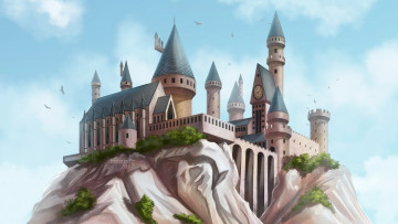 Картинка фэнтези замки скала башни замок