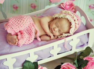 Картинка разное дети младенец сон колыбель цветы чепчик