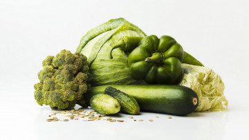 Картинка еда овощи брокколи перец капуста цукини огурцы