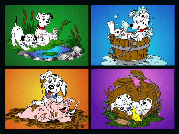 Обои картинки фото мультфильмы, 101, dalmatians