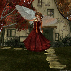 Картинка 3д графика angel ангел девушка дом