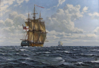 Картинка james brereton рисованные парусник фрегат море