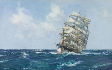 Картинка montague dawson рисованные море парусник