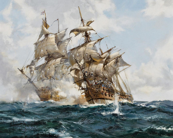 Обои картинки фото montague, dawson, рисованные, парусники, море