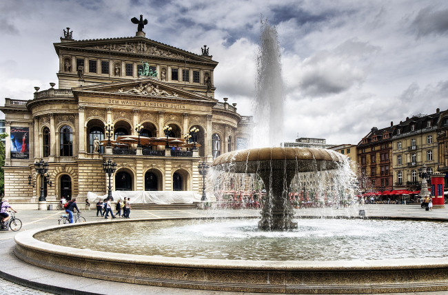 Обои картинки фото театр, оперы, балета, берлин, германия, города, колонны, площадь, фонтан