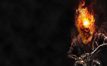 Картинка призрачный гонщик фэнтези демоны скелет огонь череп ghost rider