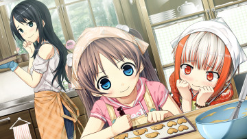 Картинка monobeno аниме печенье кухня девушки