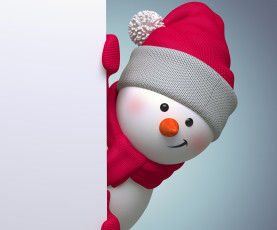 Картинка праздничные 3д+графика+ новый+год snowman 3d cute banner christmas new year снеговик новый год рендеринг