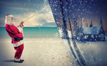 обоя праздничные, дед мороз,  санта клаус, winter, santa, new, year, christmas, рождество, зима, новый, год, snow