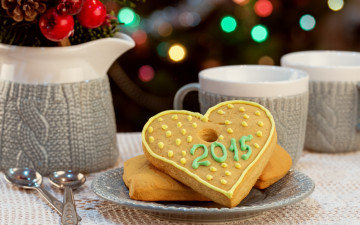 Картинка праздничные угощения merry christmas xmas decoration новый год рождество украшения печенье сердце 2015