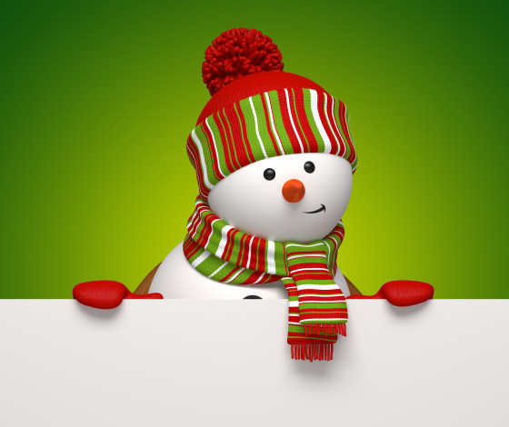 Обои картинки фото праздничные, 3д графика , новый год, snowman, 3d, cute, banner, christmas, new, year, снеговик, новый, год