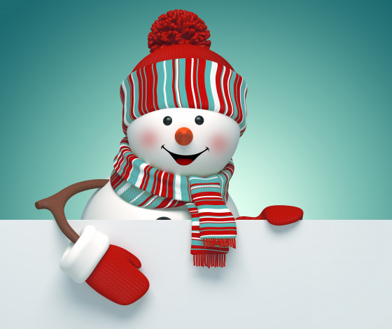Обои картинки фото праздничные, 3д графика , новый год, snowman, 3d, cute, merry, christmas, new, year, decoration, снеговик, новый, год, рождество