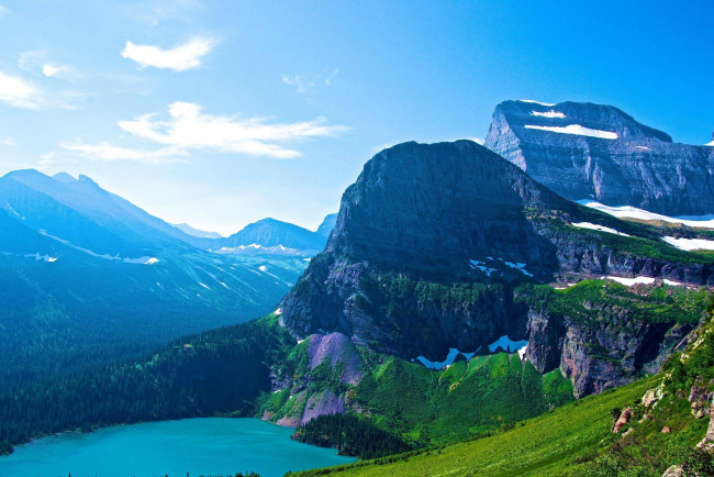 Обои картинки фото природа, пейзажи, glacier, national, park, montana, озеро, горы