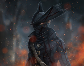 Картинка видео+игры bloodborne охотник шляпа rpg арт кровь