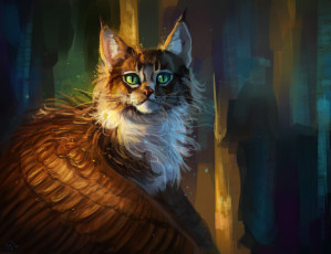 Картинка рисованное животные +сказочные +мифические крылатая кошка фэнтези