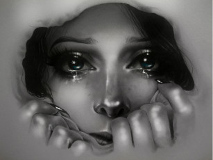 Картинка рисованное люди девушка слеза взгляд фон