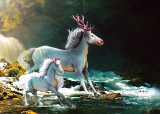 Картинка рисованное животные +сказочные +мифические жеребенок лошадь природа by i-mi фэнтази