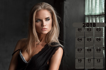 обоя календари, девушки, окно, взгляд, 2018
