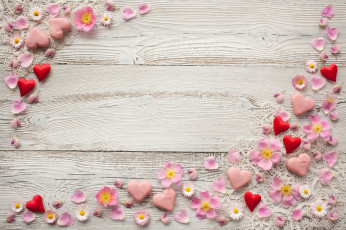 Картинка праздничные день+святого+валентина +сердечки +любовь праздник пряники сердечки цветы день святого валентина
