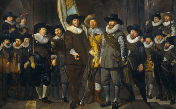 Картинка рисованное живопись картина холст масло томас де кейзер амстердам портрет компания капитана и лейтенанта