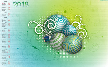 Картинка календари рисованные +векторная+графика 2018 игрушка шар