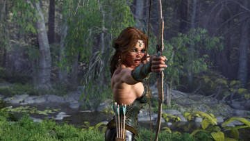 Картинка 3д+графика амазонки+ amazon девушка фон лук униформа стрелы