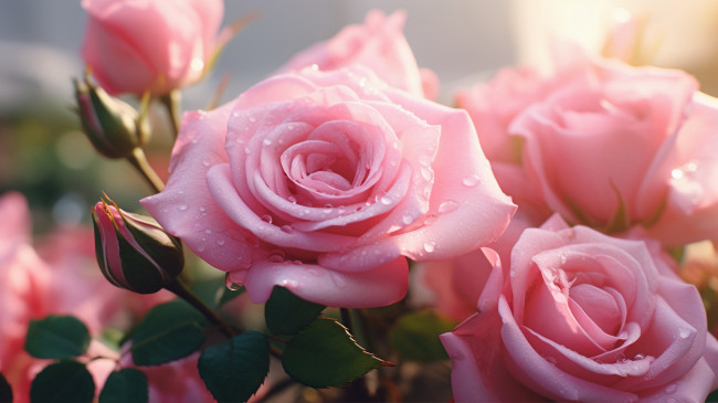 Обои картинки фото цветы, розы, розовые, капли