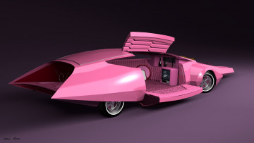 Картинка 3д+графика modeling+ моделирование розовый автомобиль