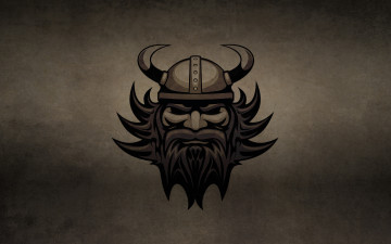 Картинка рисованные минимализм галл борода голова рога шлем темный фон викинг viking