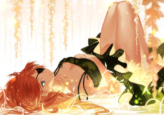 Картинка аниме evangelion лежит рыжая девушка арт lee joseph genesis neon langley soryu asuka