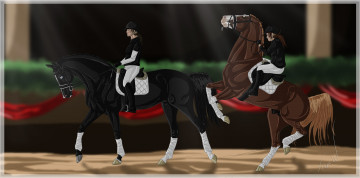 Картинка рисованное животные +лошади всадники лошади