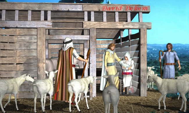 Обои картинки фото 3д графика, религия , religion, овцы, пастухи, давид
