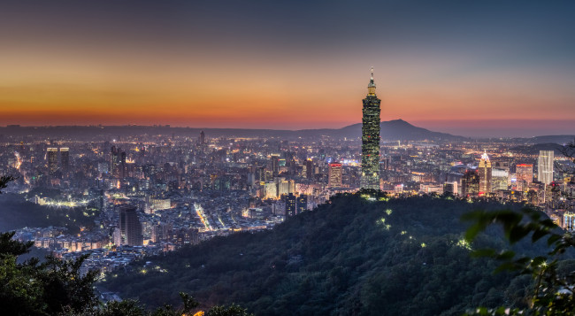 Обои картинки фото города, тайбэй , тайвань,  китай, закат, город