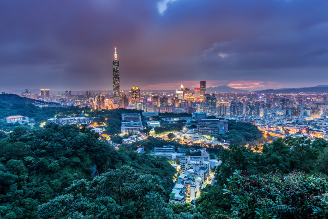 Обои картинки фото города, тайбэй , тайвань,  китай, город, ночь
