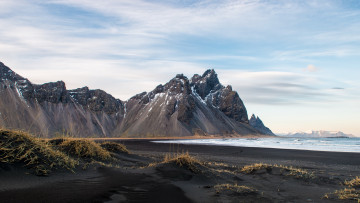 Картинка природа побережье исландия горы море