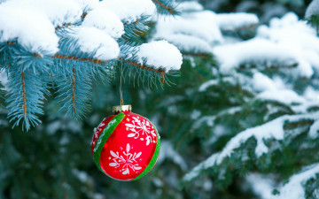 Картинка праздничные шары елка шарик снег