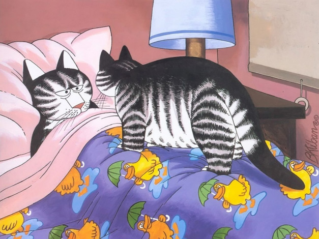 Обои картинки фото kliban, cats, рисованные, bernard