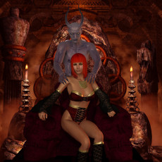 Картинка 3д графика fantasy фантазия свечи девушка чудовище