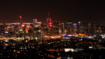 Картинка ночной город города огни ночного ночь неон синий красный brisbane australia