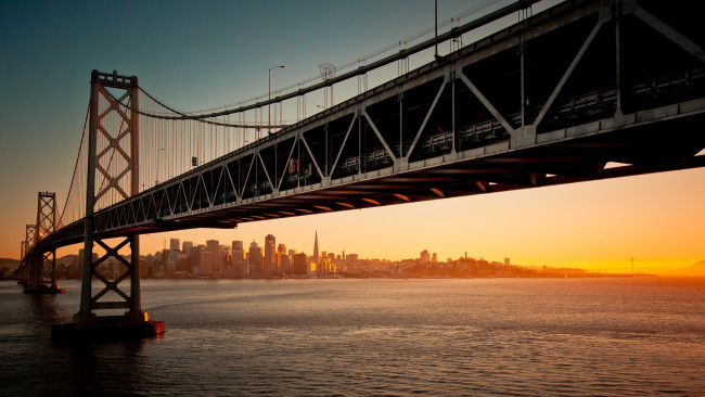 Обои картинки фото города, нью, йорк, сша, город, вечер, мост